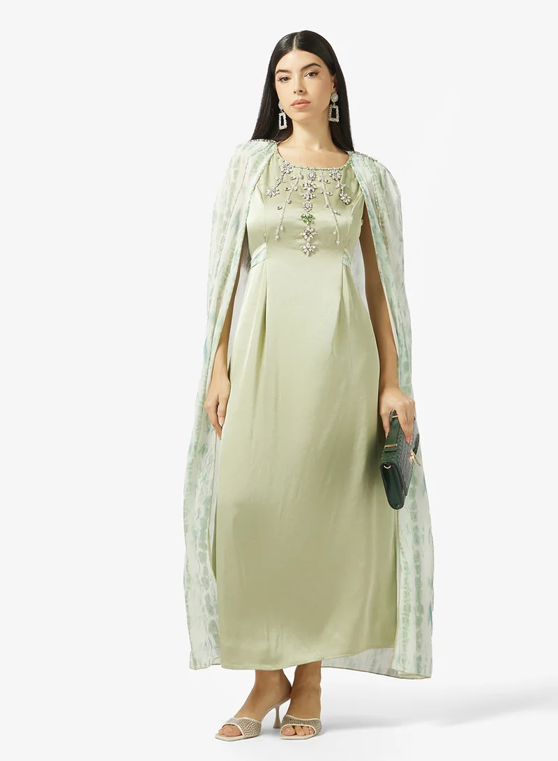 Khizana  Embellished Dress With Cape for Women | Best Price UAE